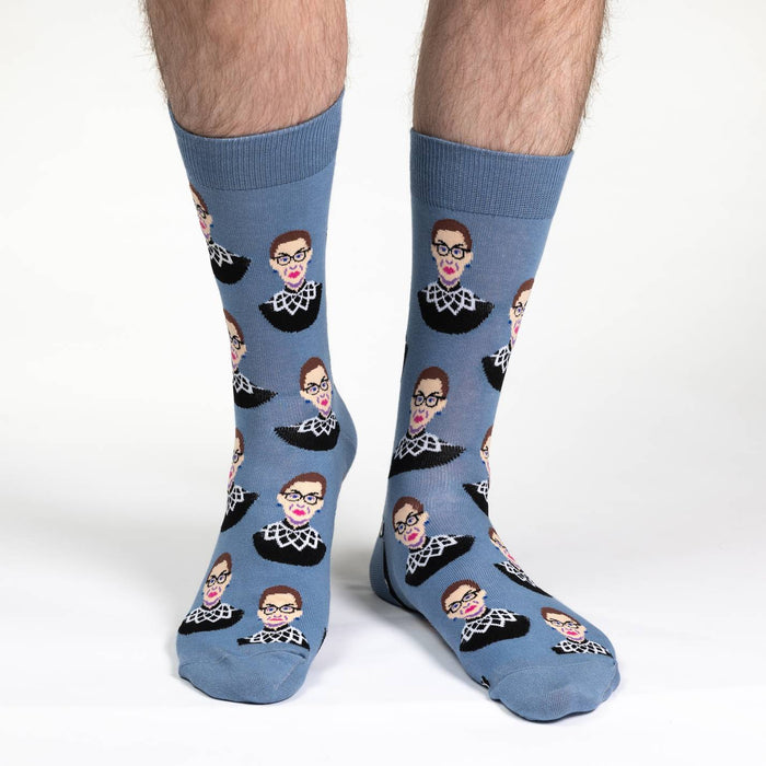 Men's Ruth Bader Ginsburg, Blue Socks